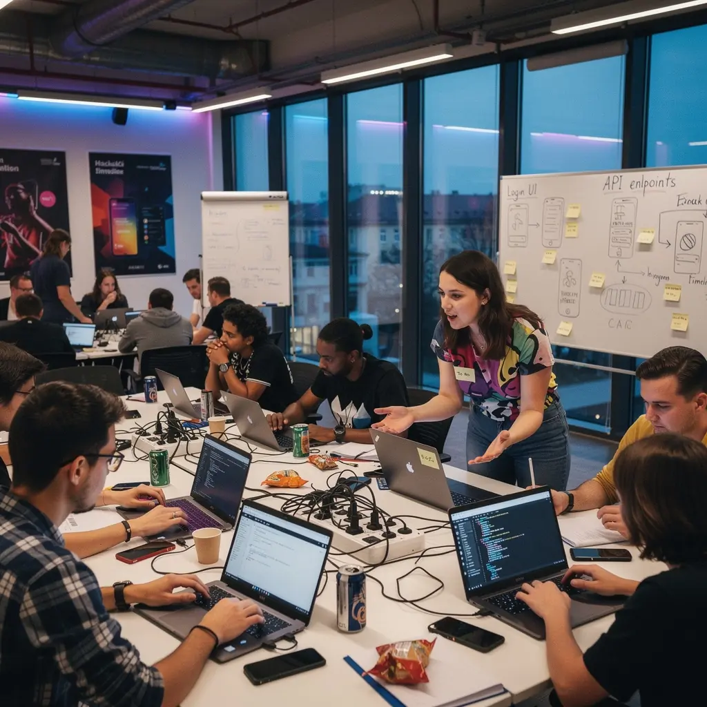 Skupina podnikatelЕЇ sdГ­lГ­ svГ© zkuЕЎenosti a ГєspД›chy bД›hem networkingovГ© akce.