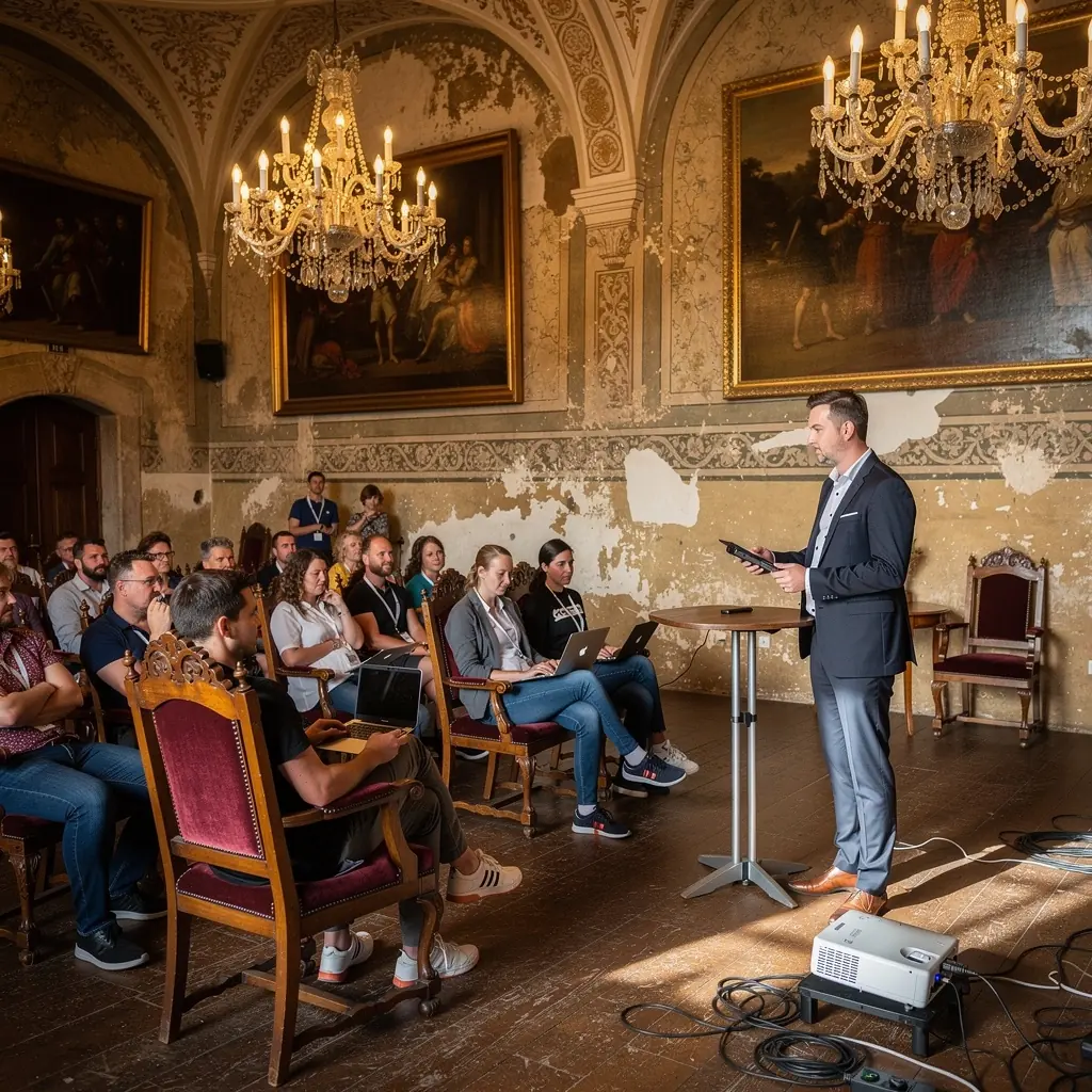 Prezentace inovativnГ­ho startupu zamД›Е™enГ©ho na vГЅvoj mobilnГ­ch aplikacГ­ na technologickГ© konferenci.