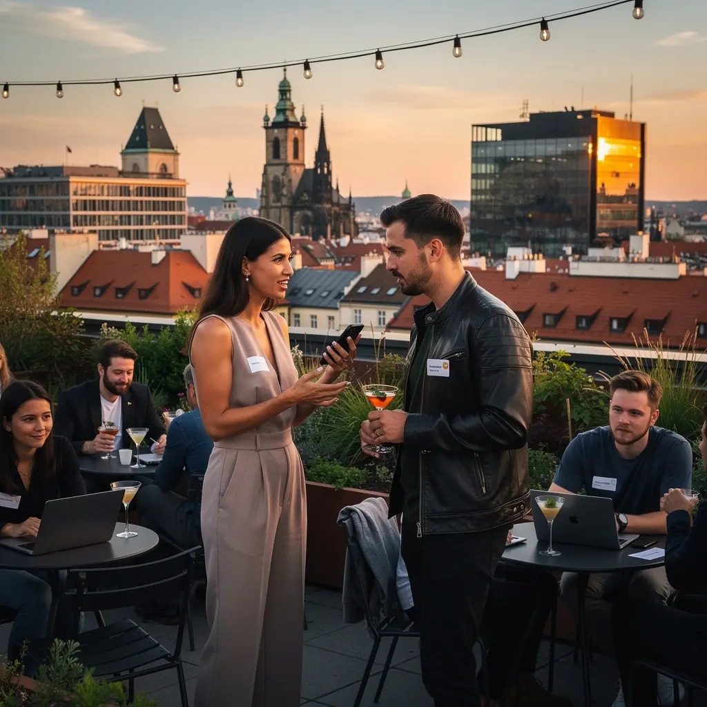 Skupina lidí se účastní workshopu zaměřeného na rozvoj digitálních dovedností.