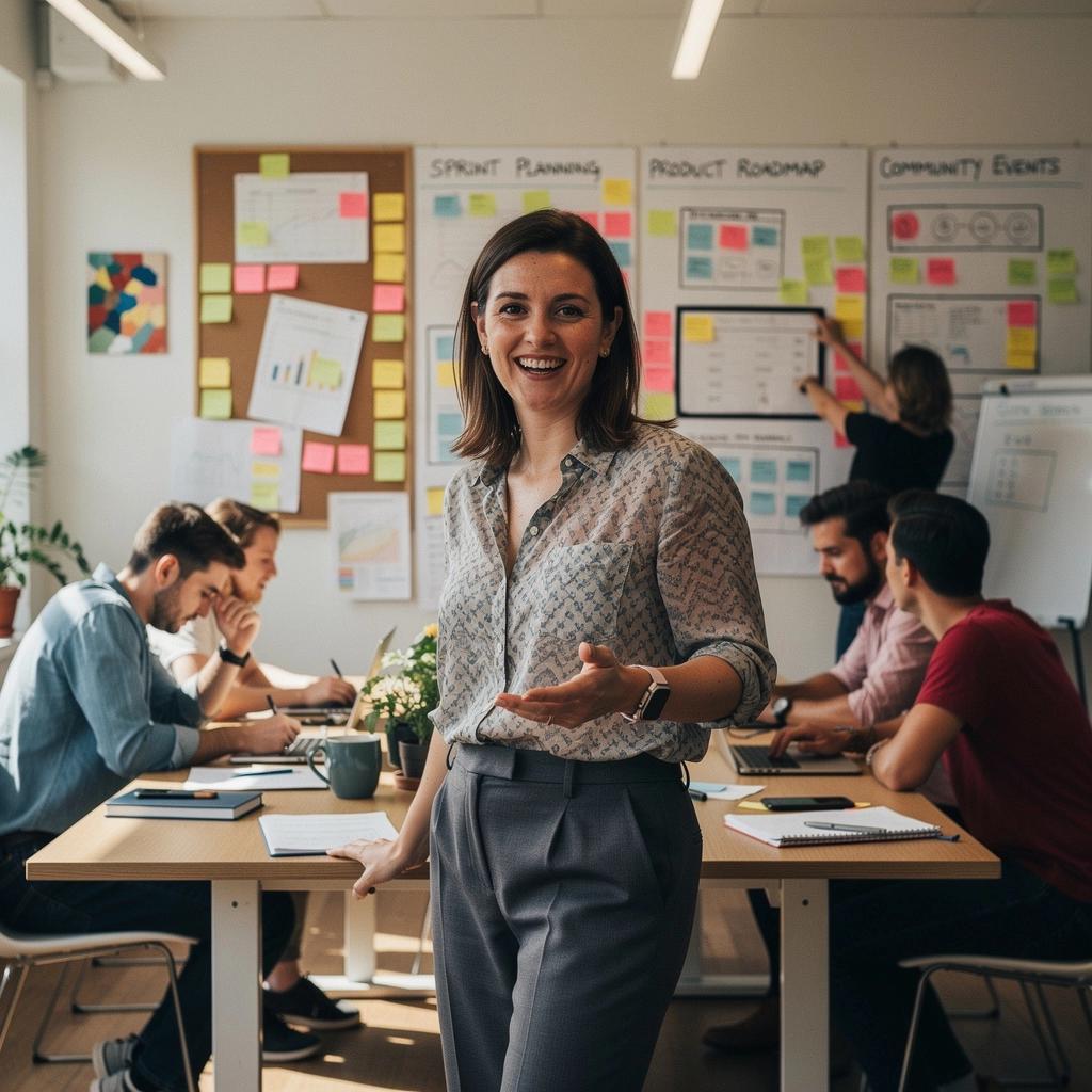 Prezentace inovativního startupu na technologické konferenci s interaktivními grafy.