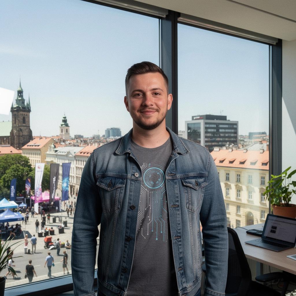 Tým inženýrů pracuje na vývoji nového softwaru v dynamickém pracovním prostředí.