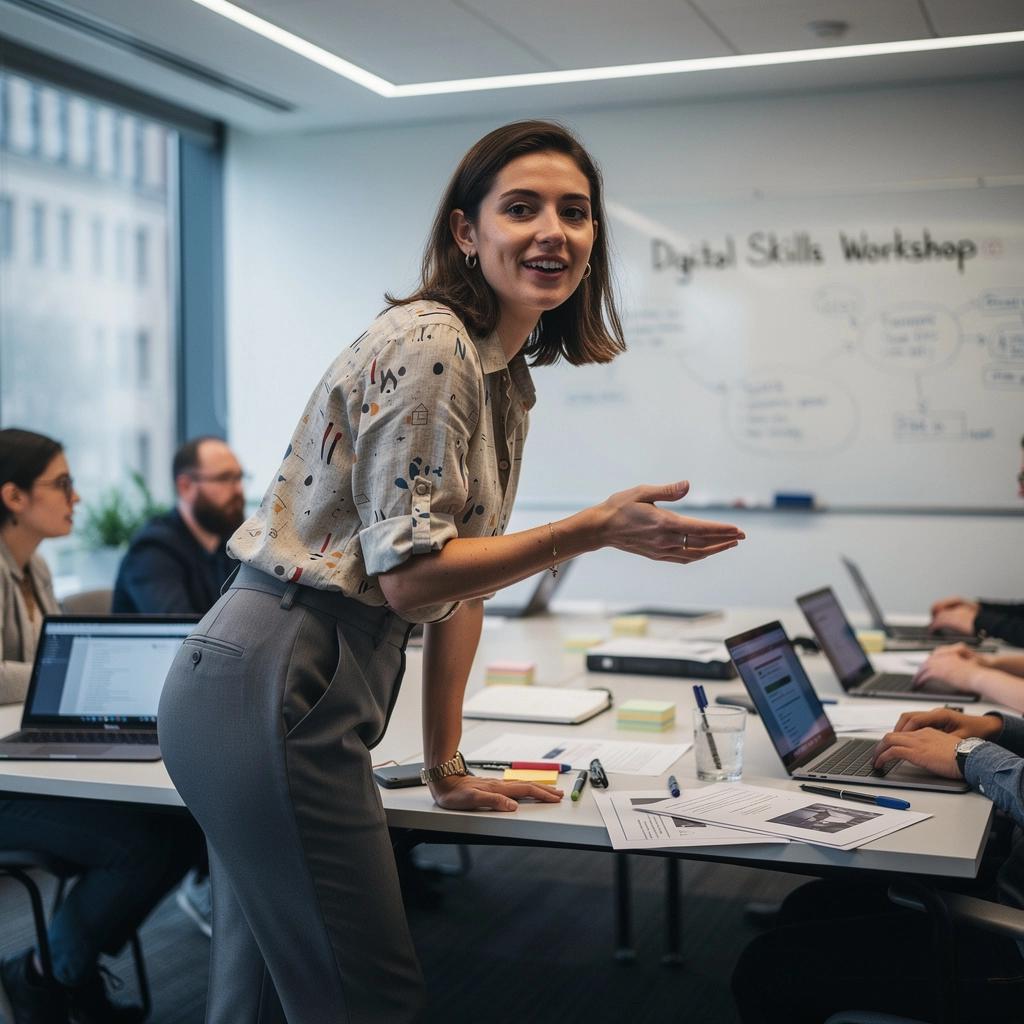 Zaměstnanci spolupracují na digitálním projektu v kreativním coworkingovém prostoru.